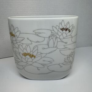 Vintage Rosenthal Studio Linie Germany Porcelain Lily Pad Print Ovoid Shape Vase